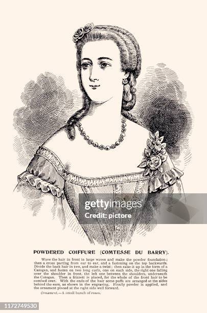 powdered coiffure (comtesse du barry)  xxxl - countess of rosse stock illustrations