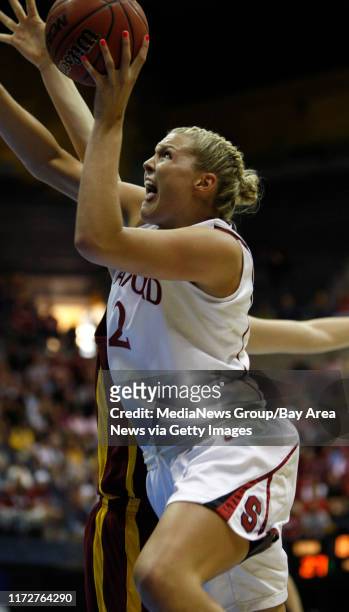 Stanford University Cardinal's Jayne Appel takes a shot against the Iowa State University Cyclones in the first half for their NCAA Regional Final...
