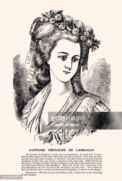 hairstyle:princess de lamballe hairstyle (xxxl) - ribbon eel stock illustrations