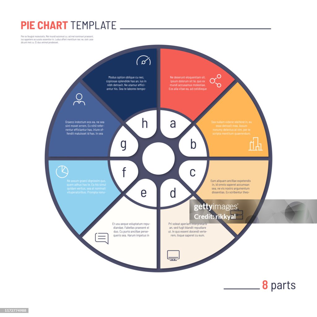 8 Circle Graph Vector Infographic Circle Chart Template Eight Parts High-Res Vector ...