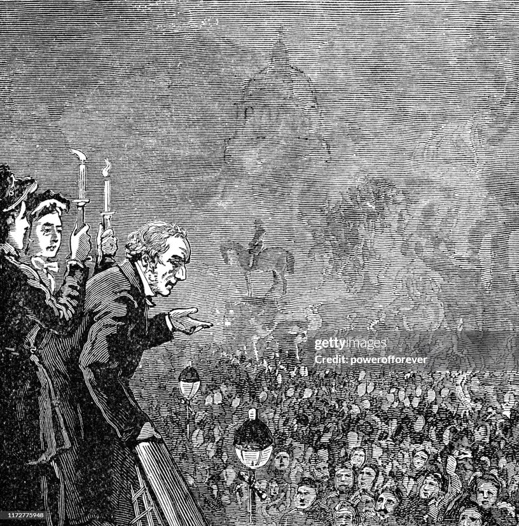 William Ewart Gladstone Speaking After the Election of 1880 at Dalmeny House in Edinburgh, Scotland - 19th Century