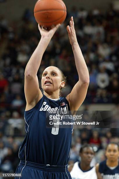 University of Connecticut basketball player of year Diana Taurasi takes a free throw during a game at the Hartford Civic Center, Hartford,...