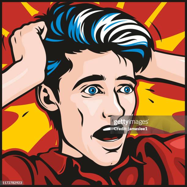 pop art style horrified man - shock stock illustrations stock illustrations