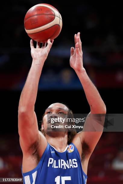 June Mar Fajardo of the Philippines National Team in action against the Tunisia National Team during the classification round of 2019 FIBA World Cup...