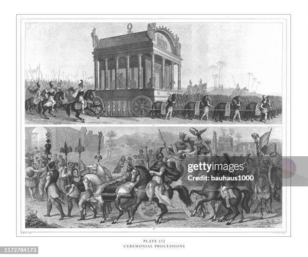 ceremonial processions engraving antique illustration, published 1851 - funeral stock illustrations
