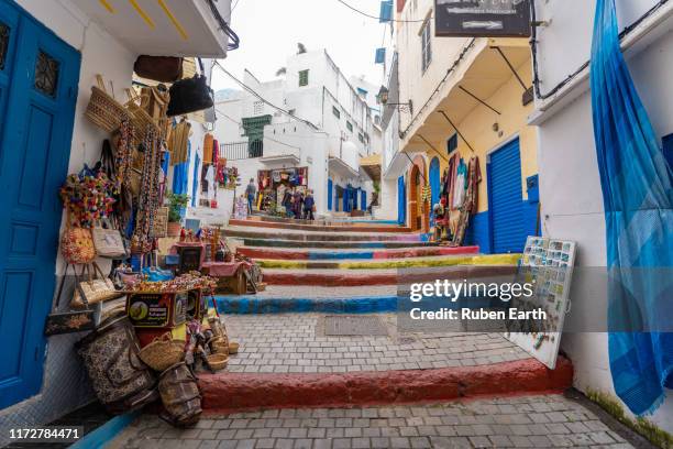 moroccan city street without people - tangeri foto e immagini stock