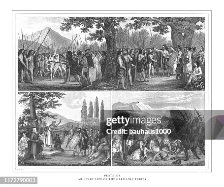 Marser Military Life Of The Germanic Tribes Engraving Antique Illustration ...