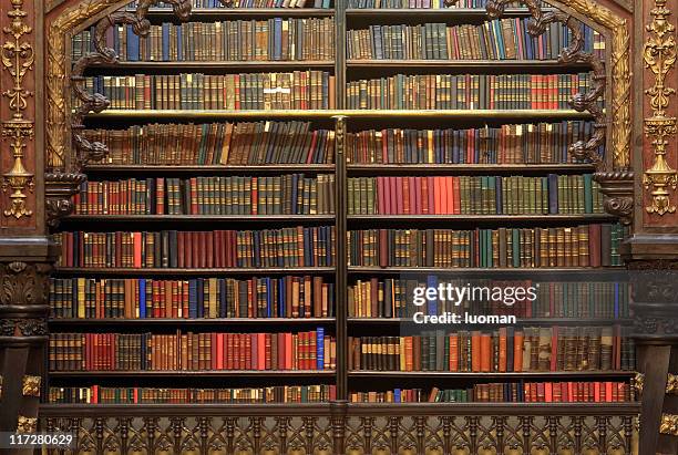 old library - bookshelf stockfoto's en -beelden