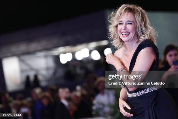 Valeria Golino walks the red carpet ahead of the "Tutto il mio folle amore" screening during the 76th Venice Film Festival at Sala Grande on...