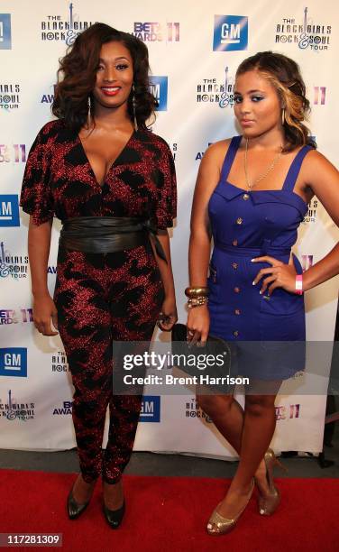 Tocarra and Tamara Jones arrive at the 1st Annual Black Girls Rock & Soul Tour - L.A. Jam Session Kickoff at The Roxy Theatre on June 24, 2011 in...