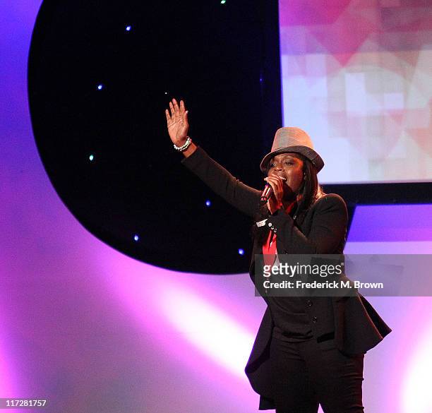 Recording artist Andrea Martin performs during the 24th Annual Rhythm and Soul Music Awards at the Beverly Hilton Hotel on June 24, 2011 in Beverly...