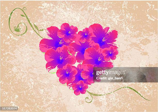 heart flowers - vellum stock illustrations