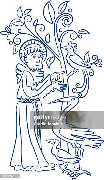 st francis of assisi - monk stock illustrations