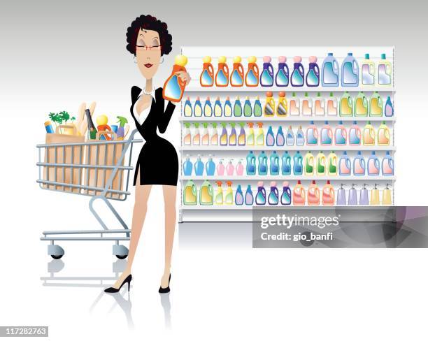 shopping#2 - buying laundry detergent stock illustrations