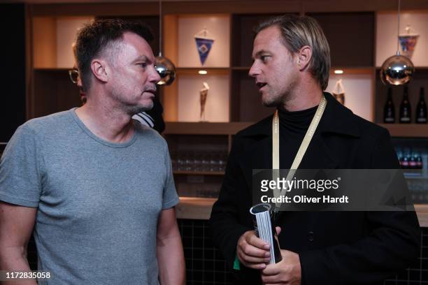 Timo Hildebrand and Thomas Helmer attend the Club of Former National Players during the UEFA Euro 2020 qualifier match between Germany and...