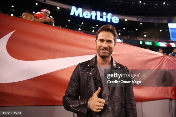 Argentine actor Sebastian Rulli poses for picture prior the international friendly match between Mexico and USA at MetLife Stadium on September 6,...