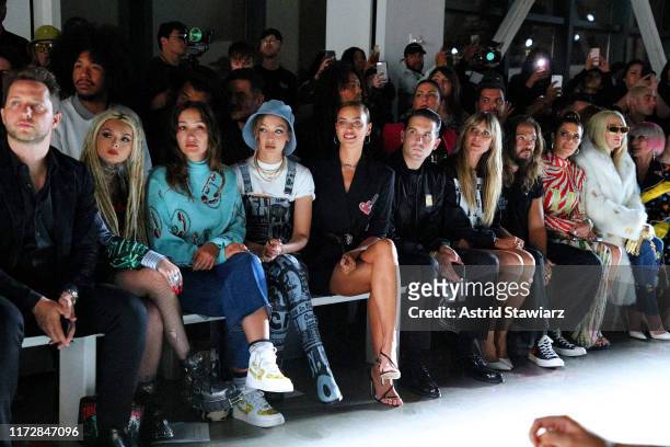 Zhavia Ward, Gigi Hadid, Irina Shayk, G-Eazy, Heidi Klum, and Tom Kaulitz attend the Jeremy Scott front row during New York Fashion Week: The Shows...
