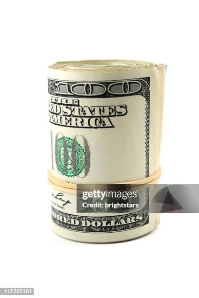 rotolo di 100 dollari - money roll foto e immagini stock