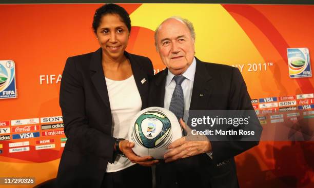 Steffi Jones , President of the Women's World Cup 2011 German Organizing Committee and Joseph S. Blatter , President of FIFA attends the FIFA Women's...