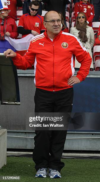 Czech Republic manager Jakub Dovalil looks on during the UEFA European U21 Championship third place playoff match between Czech Republic and Belarus...