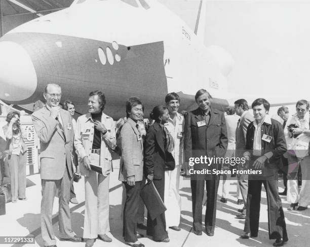 The space shuttle orbiter OV-101, aka 'Enterprise', is unveiled at the NASA/Rockwell International Space Division assembly plant at Palmdale,...