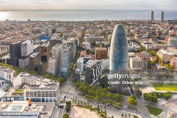 downtown city skyline - torre agbar stock pictures, royalty-free photos & images