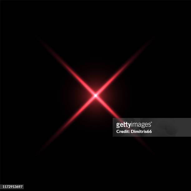 rotes x-form-licht auf schwarzem hintergrund - anzünden stock-grafiken, -clipart, -cartoons und -symbole
