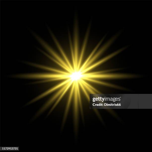 gold lichtstern auf schwarzem hintergrund - licht am ende des tunnels stock-grafiken, -clipart, -cartoons und -symbole