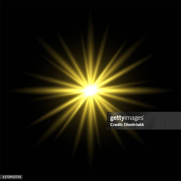 gold light star on black background - light beam night stock illustrations