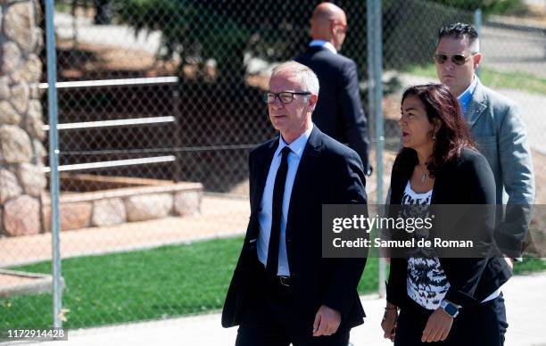 Jose Guirao and Maria Jose Rienda are seen arriving to visit Blanca Fernandez Ochoa funeral chapel in Madrid on September 07, 2019 in Madrid, Spain.