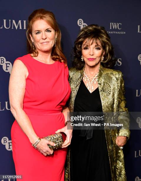 Sarah Ferguson the Duchess of York and Joan Collins attending the LUMINOUS Fundraising Gala as part of the BFI London Film Festival 2019 held at the...