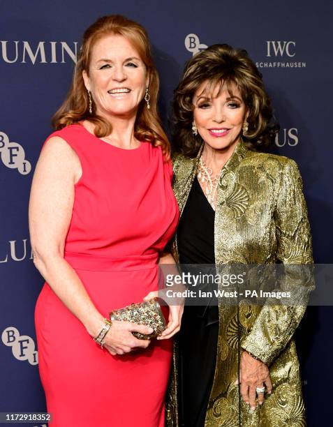 Sarah Ferguson the Duchess of York and Joan Collins attending the LUMINOUS Fundraising Gala as part of the BFI London Film Festival 2019 held at the...