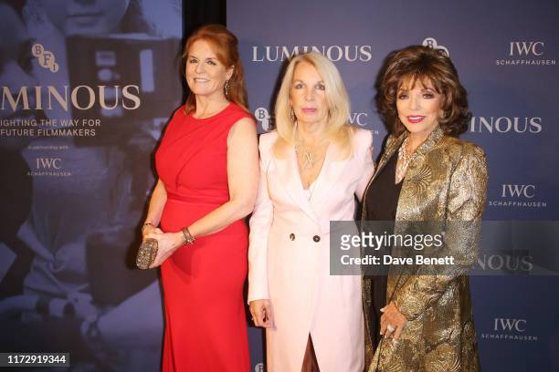 Sarah Ferguson, Duchess of York, CEO of the BFI Amanda Nevill and Dame Joan Collins attend the BFI & IWC Luminous Gala at The Roundhouse on October...