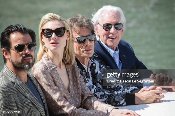 Claes Bang, Elizabeth Debicki, Mick Jagger and Donald Sutherland are seen arriving at the 76th Venice Film Festival on September 07, 2019 in Venice,...