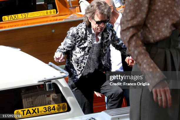 Mick Jagger is seen arriving at the 76th Venice Film Festival on September 07, 2019 in Venice, Italy.