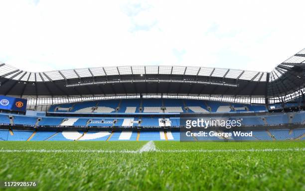 General view inside the stadium prior to the Barclays FA Women's Super League match between Manchester City and Manchester United at Etihad Stadium...