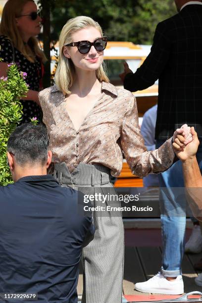 Elizabeth Debicki is seen arriving at the 76th Venice Film Festival on September 07, 2019 in Venice, Italy.