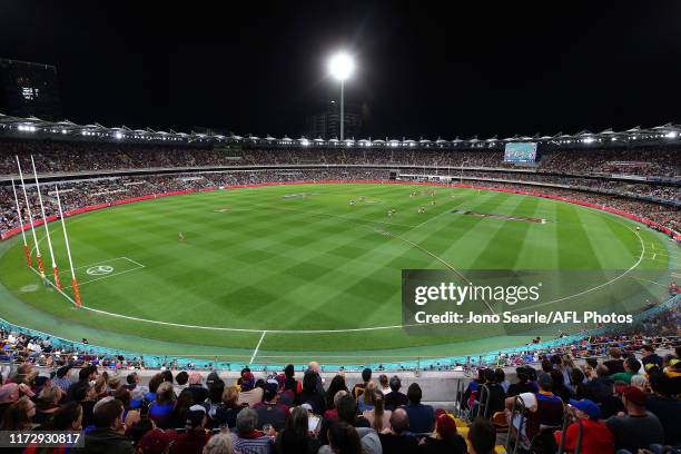 General view during the AFL 2nd Qualifying Final match between the Brisbane Lions and the Richmond Tigers at The Gabba on September 07, 2019 in...
