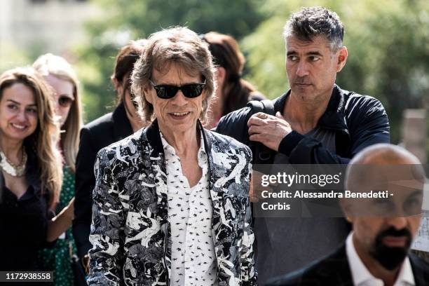 Mick Jagger is seen arriving at the 76th Venice Film Festival on September 07, 2019 in Venice, Italy.