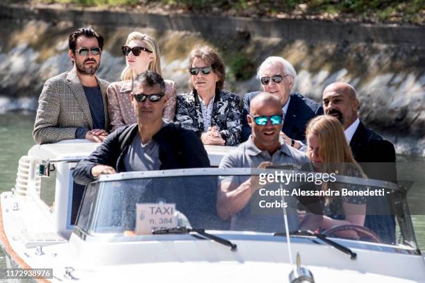 Claes Bang, Elizabeth Debicki, Mick Jagger and Donald Sutherland are seen arriving at the 76th Venice Film Festival on September 07, 2019 in Venice,...