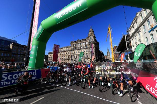 Start / Ben Gastauer of Luxembourg and AG2R La Mondiale / Gediminas Bagdonas of Lithuania and AG2R La Mondiale / Ben Swift of Great Britain and Team...