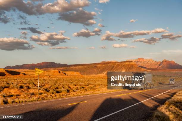 trucks on the american wilderness highway, representatives of american culture - west course stock pictures, royalty-free photos & images