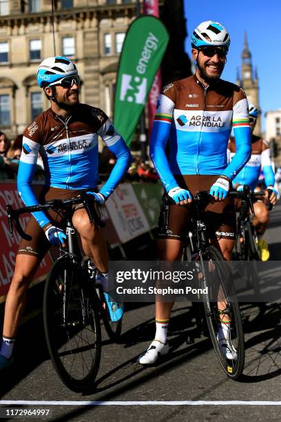 Start / Ben Gastauer of Luxembourg and AG2R La Mondiale / Gediminas Bagdonas of Lithuania and AG2R La Mondiale / during the 16th Tour of Britain...