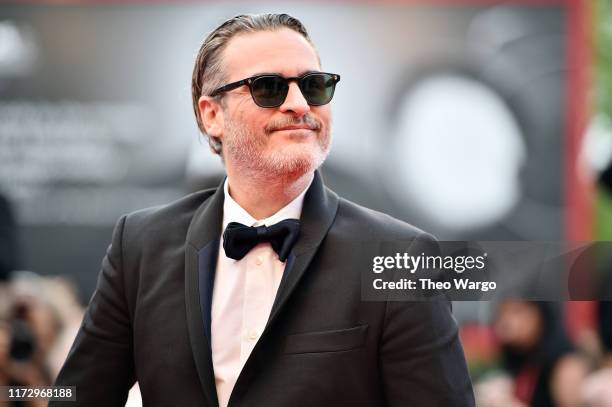 Joaquin Phoenix of "The Joker" walks the red carpet ahead of the closing ceremony of the 76th Venice Film Festival at Sala Grande on September 07,...