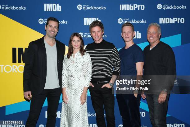 Producer Todd Lieberman, actors Eddie Redmayne, Felicity Jones, director Tom Harper and producer David Hoberman of 'The Aeronauts' attend The IMDb...