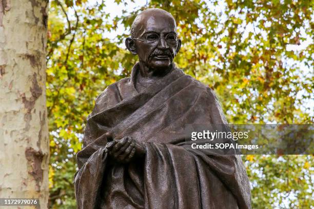 Statue of Mahatma Gandhi at Parliament Square in Westminster. On Tuesday 2 October 2019, the Indian Prime Minister Narendra Modi is to lead the...