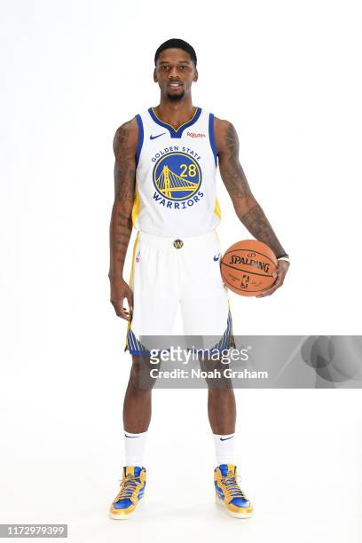 Alfonzo McKinnie of the Golden State Warriors poses for a portrait during media day on September 30, 2019 at the Biofreeze Performance Center in San...