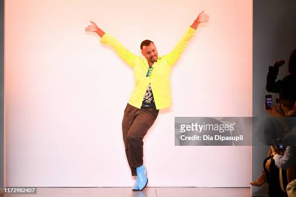 Designer Christopher John Rogers walks the runway for Christopher John Rogers during New York Fashion Week: The Shows at Gallery II at Spring Studios...