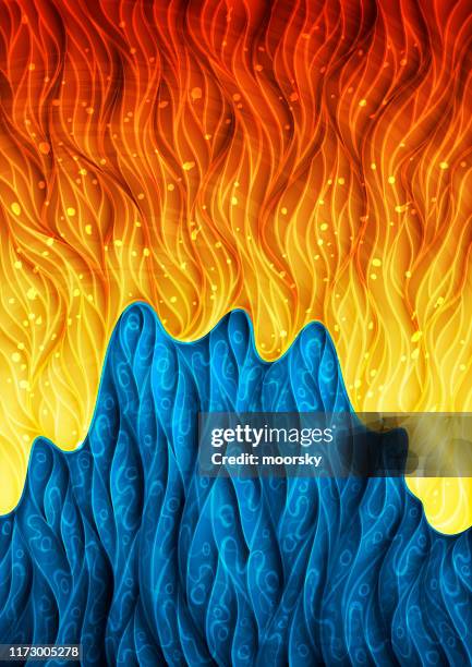 background illustration with fire and water elements - abstract flame background stock illustrations