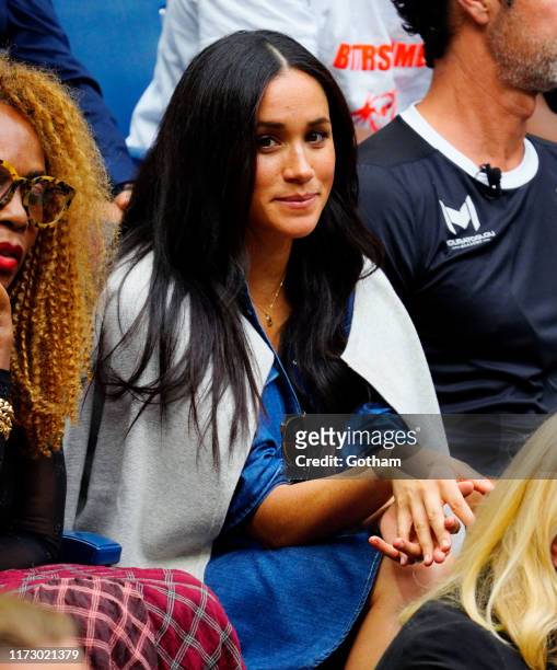 Meghan, Duchess of Sussex watches Serena Williams at the 2019 US Open Women's final on September 07, 2019 in New York City.